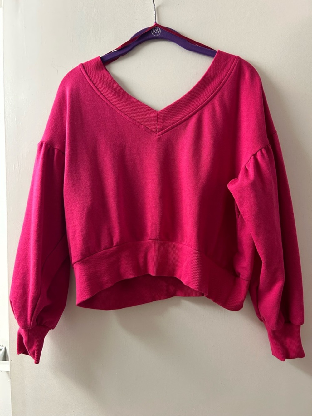 Wild Fable Cropped V-Neck Pullover Sweatshirt - Pink